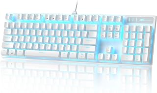 Compare MageGee Mechanical Gaming Keyboard, Wired USB Adjustable Backlight Keyboard, New Mechanical Storm 100% Antighosting Keyboards with Blue Switches for Windows PCMAC Games White at KSA Price