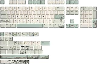 Compare YUNZII Spring Tea Dye Sub PBT Keycaps,145 Full Keys Dye Sublimation PBT Custom Keycaps with Key Puller for Cherry Gateron MX Switches Mechanical Gaming Keyboard Cherry Profile, Spring Tea at KSA Price