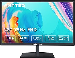 Compare Antteq 22 Inch Professional Computer Monitor, FHD 1080P 75Hz Desktop Monitor, Low Blue Light, Eye Comfort, HDMI VGA Ports, LED PC Monitor, Black at KSA Price