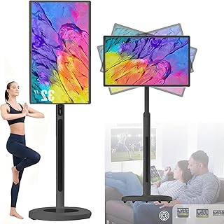Compare Portable Rolling Tv, 1080p Smart Portable Wireless Touch Screen Tv On Wheels,21.5242732 Inch Stanbyme Rolling Standing Tv,Rotatable End Of Bed Tablet,Larger Battery Up To 10hr 32in8G+128GBlack at KSA Price