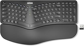 Compare Arteck Split Ergonomic Keyboard with Cushioned Wrist and Palm Rest, 2.4G USB Wireless Comfortable Natural Ergonomic Split Keyboard, for Windows Computer Desktop Laptop at KSA Price