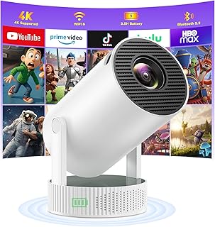 Compare Mini Projector with WiFi and Bluetooth, 4K Portable Projector With 3.5H Rechargeable Battery, Automatic Vertical Keystone Correction , Smart Projector Compatible with iphoneTV StickHDMIUSBLaptop at KSA Price