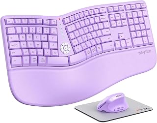 Compare MEETION Ergonomic Keyboard Mouse Combo, Split Design Vertical Mouse, Purple at KSA Price