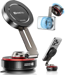 Compare TONEOF Latest Magnetic Car Phone Holder, 360° Rotatable Phone Stand for MagSafe, Phone Mount with Strong Vacuum Suction Cup & Retractable Arm, Mini Mobile Phone Stand with Magnetic Ring for Smartphone at KSA Price