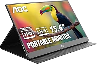 Compare AOC 16T20 Portable Monitor 15.6 Inch FHD 1920 x 1080, IPS Panel Computer Display, Speakers, USB Type C x2, Mini HDMI x1, Premium Smart Cover, Gaming Console Compatible at KSA Price