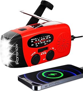 Compare Solar Emergency Hand Crank Weather Radio, Portable Self Powered NOAA AMFM Radios with SOS Alarm LED Flashlight 2000mAh Power Bank Smart Phone USB Charger for Camping Red at KSA Price