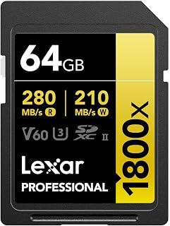 Compare Lexar 64GB Professional 1800x SDXCUHSII cards, up to 270MBs read 180MBs write C10 V60 U3 SD card at KSA Price