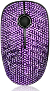 Compare Luxury Bling Wireless Mouse for Girls, Pink Rhinestone Coverd Computer Mouse with USB Receiver, Sparkly Cute Mice for Laptop, PC, Notebook, MacBook  Purple at KSA Price
