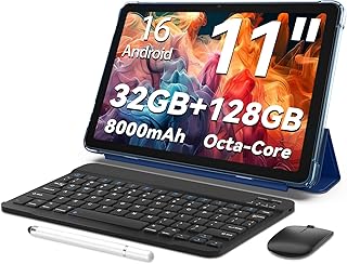Compare Android 16 Tablet, 11 Inch Tablet, 32GB + 128GB Expandable to 1TB,Productivity Pack with Case with Keyboard,Stylus,OctaCore Processor,Dual Camera,WiFi 6,8000mA Battery Blue at KSA Price