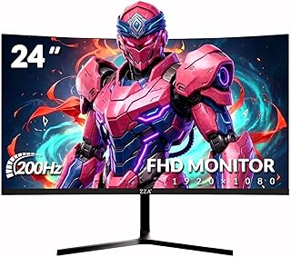 Compare ZZA 24 Inch 200hz180hz Curved Gaming Monitor, FHD 1080P Frameless Computer Screen, AMD FreeSync, Low Motion Blur, Eye Care for Home Office & PS5, DisplayPort & HDMI, VESA Mount  Black at KSA Price
