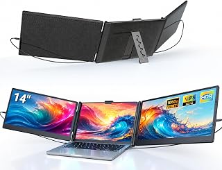Compare Ygretyrjh Laptop Screen Extender, 14" Triple Portable Monitor for Laptop, 1080P FHD IPS Screen Extender Monitors for 13"17", Travel Monitor for MacWindowsChrome, Builtin Speakers at KSA Price