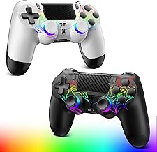 Compare 2PCS Wireless Controller for PS4, Dual Vibration Game JoystickMotion SensingTouchpadSpeaker3.5mm Audio Jack Headphone, Upgraded SixAxis Sensor, Compatible with PS4SlimPro ConsolePC,RGB at KSA Price