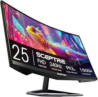 Compare Sceptre Curved 24.5inch Gaming Monitor up to 240Hz 1080p R1500 1ms DisplayPort x2 HDMI x2 Blue Light Shift Buildin Speakers, Machine Black 2023 C255BFWT240 at KSA Price