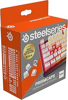 Compare SteelSeries PrismCaps – Double Shot Puddingstyle Keycaps – Durable PBT Thermoplastic – Compatible with Most Mechanical Keyboards – MX Stems – White German Layout at KSA Price