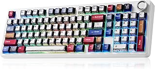 Compare AULA F99 PRO Mechanical Gaming Keyboard,Wireless Creamy Keyboard Ergonomic Hot Swappable Custom with 8000mAh Battery,RGB Backlit 2.4GHzTypeCBT5.0 Bluetooth Keyboard for PCMacOffice  Comic Color at KSA Price