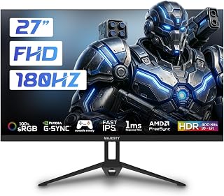 Compare Majesty 27" Gaming Monitor FHD 1920x1080 | IPS | 180Hz | 1ms | HDR | 100% sRGB | GSYNC & FreeSync | DisplayPort & HDMI | VESA | Builtin Speakers at KSA Price