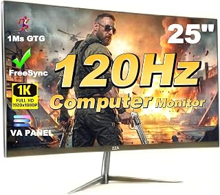 Compare ZZA 24.5" 120Hz Curved Gaming Monitor | FHD 1080P Frameless Design, AMD FreeSync, Low Motion Blur, Eye Care Technology, DisplayPort and HDMI Connectivity, Compatible at KSA Price