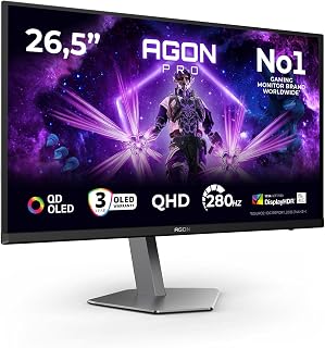 Compare AOC Agon Pro AG276QZD227inch QHD OLED Monitor, 240 Hz, 0.03 ms GtG, FreeSync Premium Pro, GSync, HDR400 2560x1440, 2X HDMI 2.1, DisplayPort, USB Hub Black at KSA Price