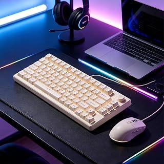 Compare 75% Gaming Keyboard, Wired RGB Backlit Mini Keyboard, Ergonomic Design, Compact Wired Keyboard for LaptopPC Gamer, Pink at KSA Price