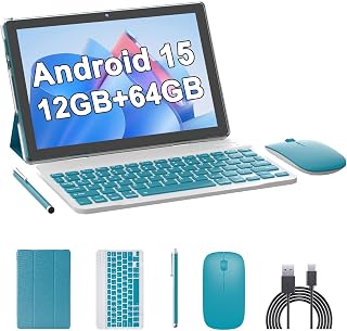 Compare 10 Inch Tablet Android Tablets 64GB 12GB RAM 10" Android Tablet Supports 1TB Expansion Dual Camera 6000mAh Longlasting battery WiFi6 Tableta 2 IN 1 Tablets with Bluetooth Mouse Case Stylus Keyboard at KSA Price