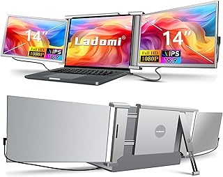 Compare 14" Triple Laptop Screen Extender, FHD 1080P IPS Monitor, Plug and Play, for 13.5"16.5" Laptops  S1 Gray at KSA Price