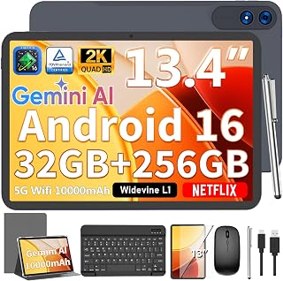 Compare 13 inch Tablet with Keyboard  2026 Gemini AI Android 16 Tablet,Silver Case at KSA Price