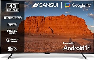 Compare SANSUI 109cm 43 Ultra HD Smart Google TV with HDR10, HLG, Dolby Audio, HSR 120Hz Refresh Rate, MEMC, 30W Surround Sound, FloLED Panel JSW43UG23 Black at KSA Price