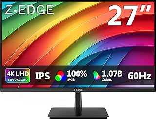 Compare ZEdge 27inch Gaming Monitor Ultra HD 4K, 60Hz Refresh Rate, 3840x2160 IPS LED Monitor, 300 cdm², HDMIx2+DPx1, U27P4K FreeSync Technology at KSA Price