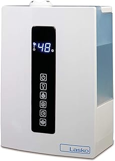 Compare Lasko LA10008 UH300 Warm and Cool Humidistat and Timer, Quiet and Soothing Ultrasonic Dual Mist Humidifiers for Baby Nursery, Bedroom, Kids, Large Room and Home, 4.9L Tank, No Filter, White at KSA Price
