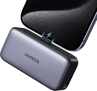 UGREEN Mini Power Bank, 5000mAh with Built-In 3.77mm…