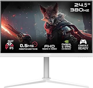 Compare GAMEON 24” Flat Gaming Monitor – FHD 1080p, 380Hz OC, 0.5ms MPRT, FreeSync, HDMI 2.1 + DP 1.4, HDR400, RGB Lighting, 360° Rotating Adjustable Stand, Fast IPS Panel  Artic Pro Series  White at KSA Price