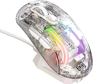 Wireless Gaming Mouse with Full Transparent Design,…