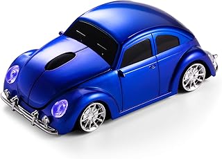 Compare Classic Car Shaped Mouse Updated with LED Headlights, 1600 DPI, 2.4Ghz Wireless Computer Mouse, Comfortable for Every Use, Blue at KSA Price