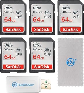 SanDisk 64GB SD Card 5 Pack SD Ultra UHS-I…