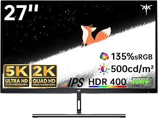 Compare KTC 27 Inch 5K Monitor, 5120 x 2880 5K2K Monitor with 65W TypeC Port, Dual Mode Computer Monitors Compatible with Mac mini, IPS Panel, HDR 400, 217 PPI, 135% sRGB, HDMI DisplayPort, Tilt, H27P3 at KSA Price