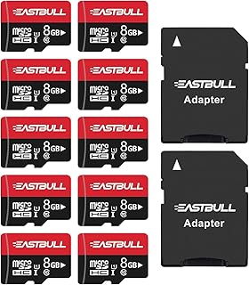 Compare EASTBULL 10 Pack Micro SD Card SD Memory Card 8GB SD Card Pack Full HD Video 90MBs for UHSI U1 Micro SDHC Class 10 Surveillance Security Camera 10 Units and 2 Adapters at KSA Price