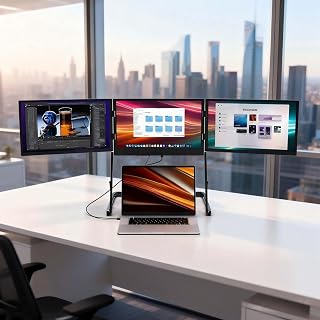 Compare Portable TripleDual Monitor for Laptop, 15.6" FHD IPS Display, OneCable Connection, Foldable, HDMI & USB 3.0 for Stock Trading, Remote Work at KSA Price