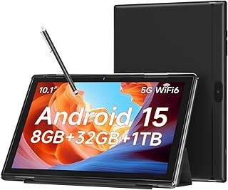 Compare 10.1 Inch Android 15 Tablet, 8GB RAM 32GB Storage, HD IPS Display, 5G WiFi 6,6000mAh Battery, Dual Camera for Video Call, Tab with Case & Stylus Pen for WorkStudy Tablet with case Black at KSA Price