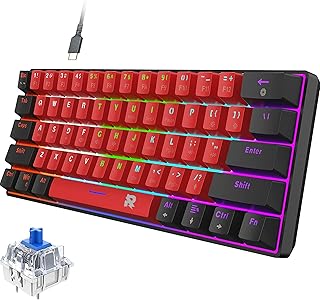 ROCK POW Wired Mechanical Gaming Keyboard, LED…