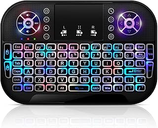 Compare Excefore Mini Wireless Keyboard with 7 Colors RGB Backlit and Touchpad, Seamless Connectivity, Ideal for Smart TV, PC, Laptops, and More at KSA Price