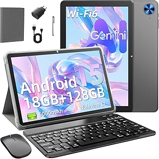 Compare Tablet 10 Inch with Case, Android 15 Tablets, 18GB RAM + 128GB ROM 1TB Expandable, Widevine L1 Compatible OctaCore Tablet with WiFi 5, HD IPS Touchscreen, 6000 mAh, 5MP + 8MP Double Camera at KSA Price