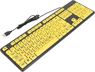 Compare Acouto 104 Keys Large Print Computer Keyboard USB Wired Keyboard for Students Elderly Visually Impaired Individuals Ideal or Large Small Clear Design Keys Making Impairments at KSA Price