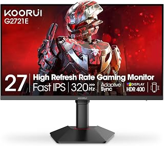Compare KOORUI 27 Inch Gaming Monitor QHD 2560x1440, 320Hz 1ms IPS Computer Monitor, 98% DCIP3 HDR 400, Adjustable Stand TiltSwivelHeight, HDMI 2.1x2, DisplayPort 1.4 at KSA Price