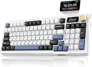 Compare RedThunder K95 Wireless Mechanical Keyboard, TFT Screen & Knob, TriMode BT5.02.4GHzUSBC Hot Swappable Custom, Prelubed Linear Switches, Gasket Structure, RGB Gaming Keyboard, Snowy WhiteBlue at KSA Price