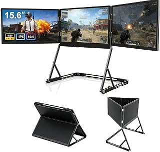 Compare WEIMILOR Triple Screen Laptop, Aura Display, 15.6 Inch Dual Portable Monitor, Slim and Light Design, MultiScreen for Business Travel at KSA Price