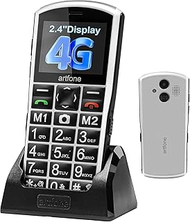 Compare artfone A400 Pro Silver  Large Button Cell Phone for Seniors丨4G LTE Unlocked Phones with SOS Button丨2MP Rear Camera丨Charging Dock丨1800mAh丨Dual SIM丨Speed Dial丨Volume Boost丨Handsfree丨Dumb Phone丨USBC at KSA Price