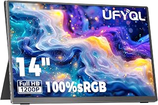 Compare UFYQL Portable Monitor for Laptop14'' 1200P 100% sRGB FHD IPS Display UltraSlim USBC HDMI External & Travel Monitor with Cover & Speakers for LaptopPCMacPhoneXboxSwitchPS4 at KSA Price