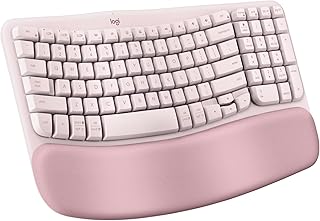 Compare Logitech Wave Keys Wireless Ergonomic Keyboard with Cushioned Palm Rest, Comfortable Natural Typing, EasySwitch, Bluetooth, Logi Bolt Receiver, for MultiOS, WindowsMac  Rose at KSA Price