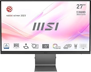 Compare MSI Modern MD271UL 27'' Monitor, 4K UHD 3840 x 2160, 60Hz, IPS, 4ms, AdaptiveSync, 2x HDMI 2.0b, DP1.2a, USB TypeC, DCIP3 99%  sRGB139%, EyesErgo, AntiGlare, AntiFlicker, Less Blue light, TÜV at KSA Price