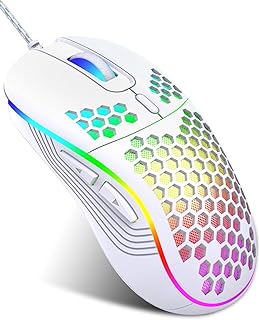 Compare BIGTHREE Wired Gaming Mouse, Ergonomic and Lightweight USB Computer Mouse, Silent Mouse with DoubleClick Key and Colorful LED Lights, 7200 Adjustable DPI, for PCMac Gamer, Laptop and Desktop at KSA Price